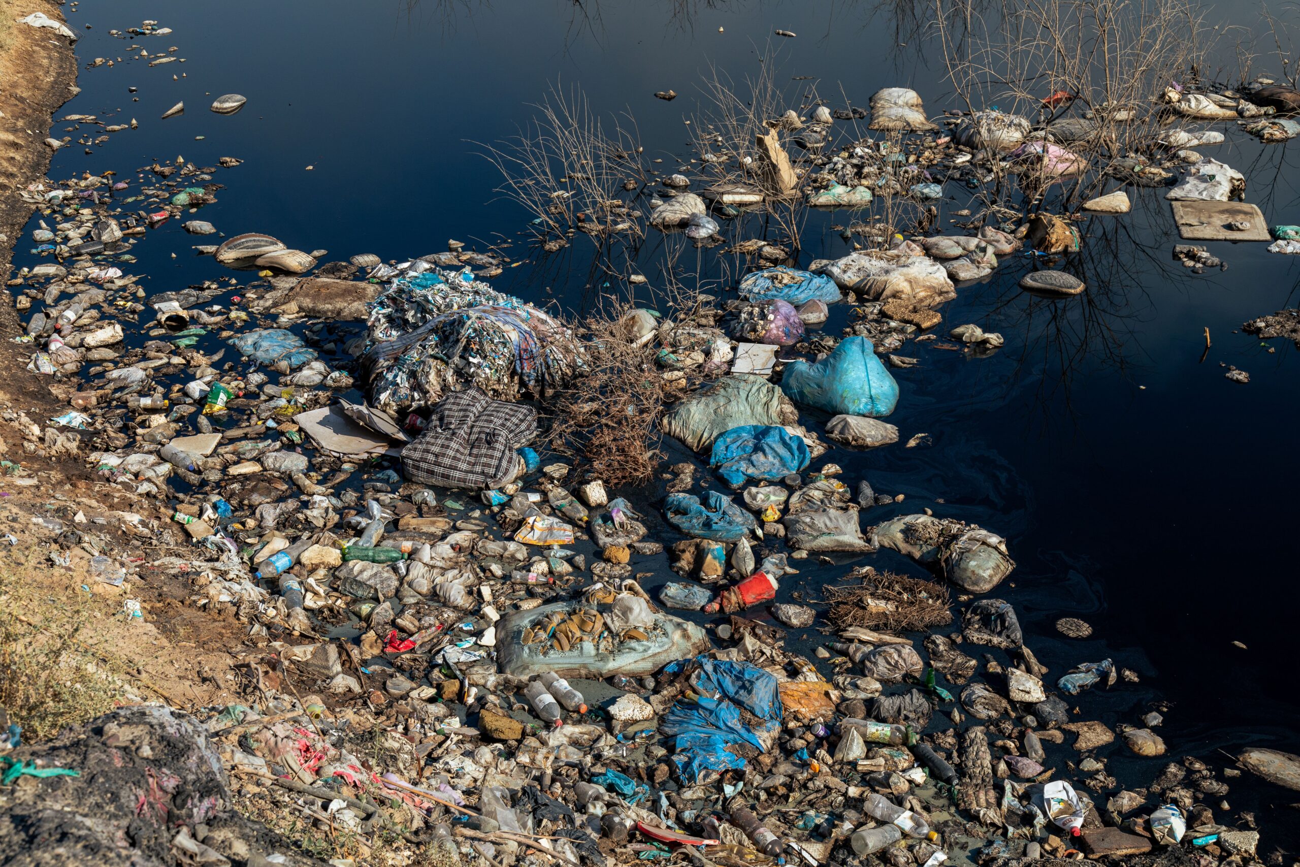 Plastic waste collected for recycling and responsible disposal